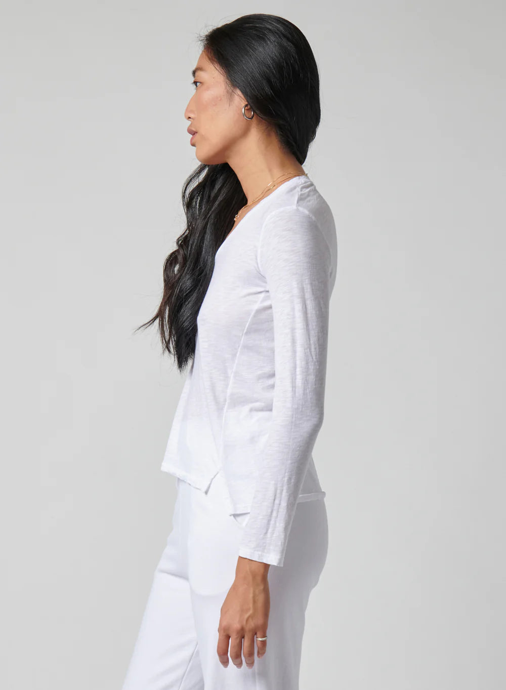 Supima Slub Jersey Long Sleeve V-Neck