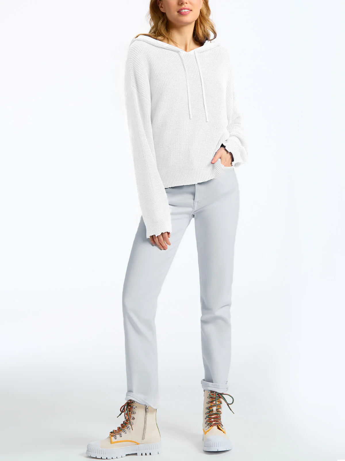 The Alli Distressed Knit Hoodie