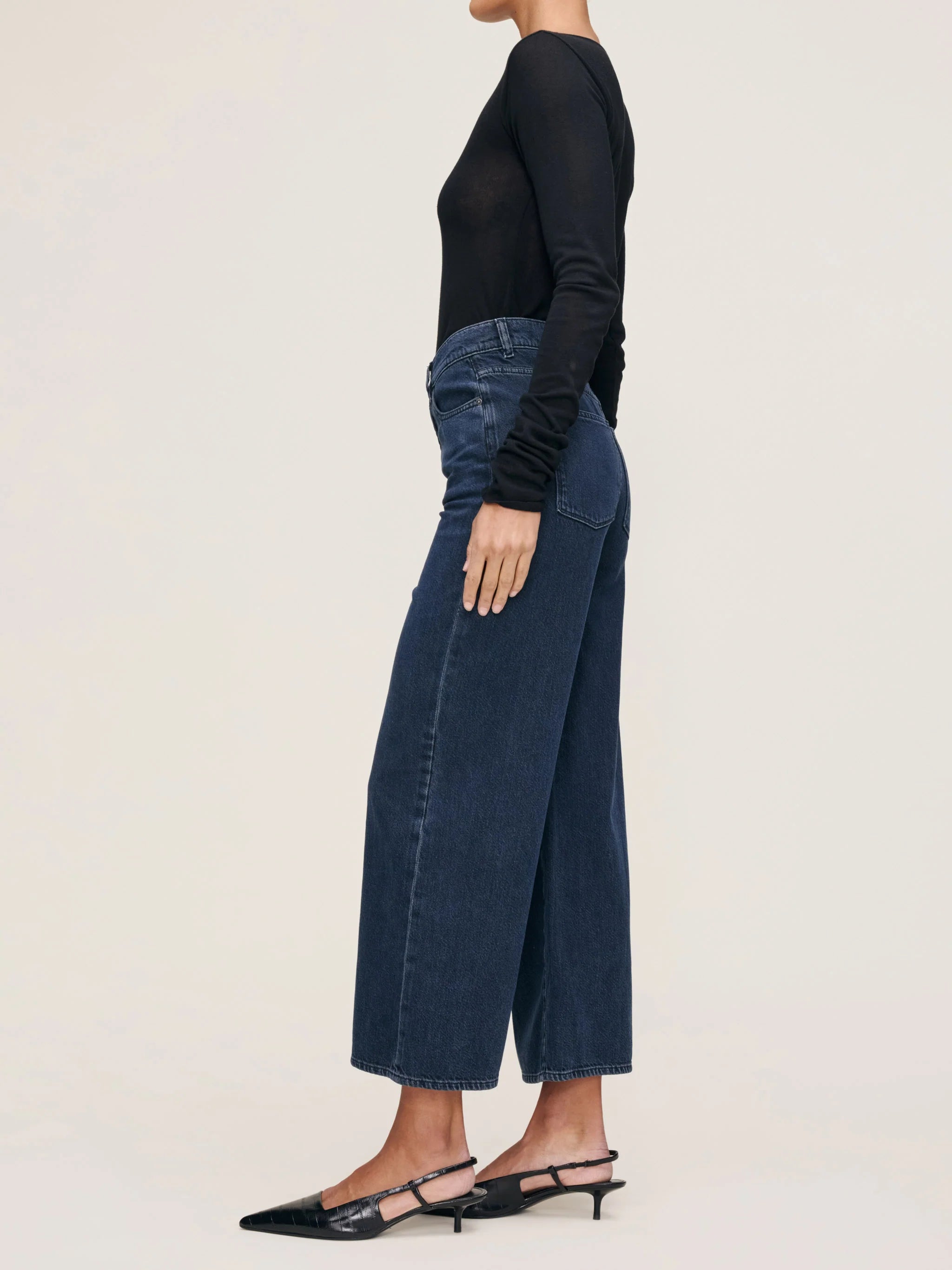 Hepburn Wide Leg High Rise Ankle Jeans