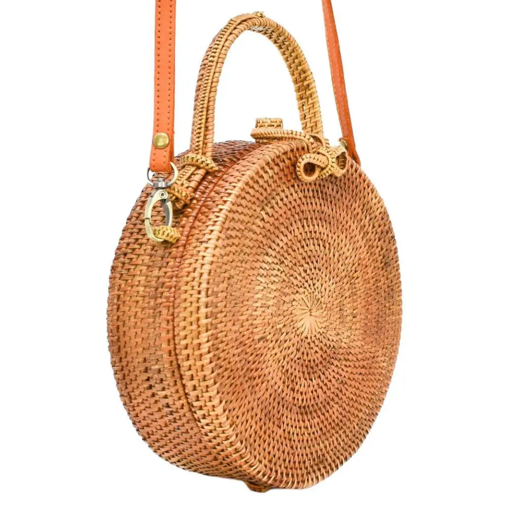 Milly Round Rattan Bag with Nantucket Stripe