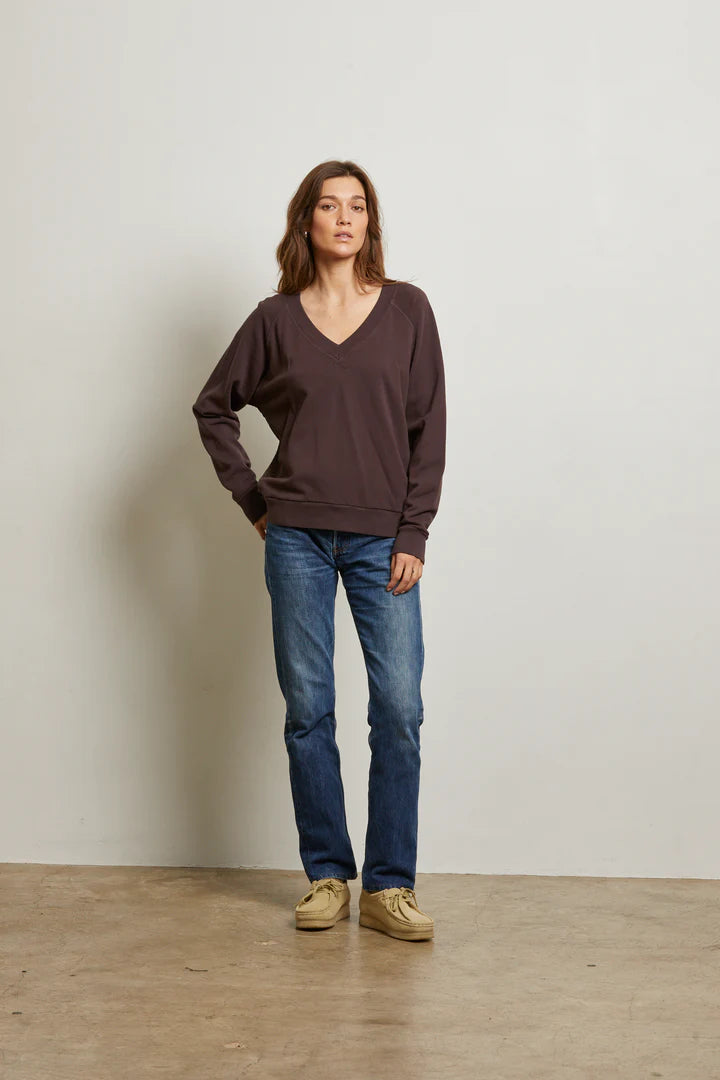 Sinead Relaxed French Terry V-Neck Sweatshirt