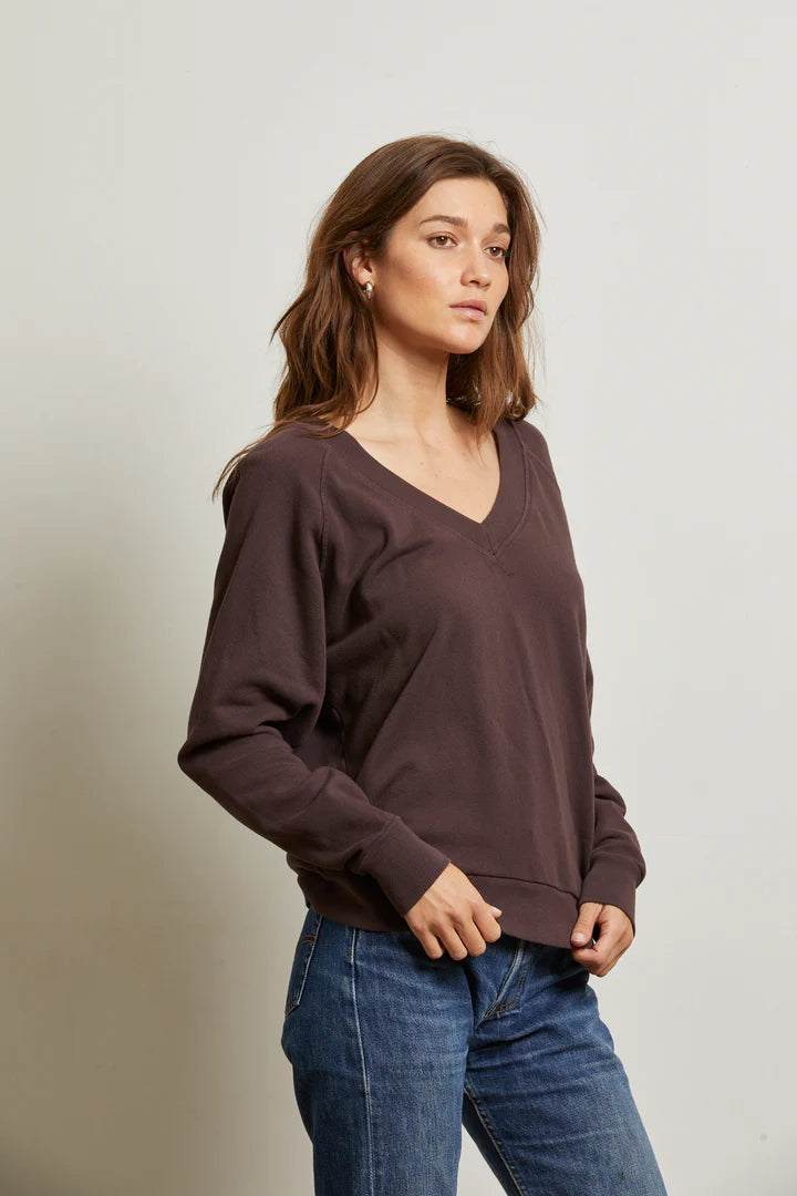Sinead Relaxed French Terry V-Neck Sweatshirt