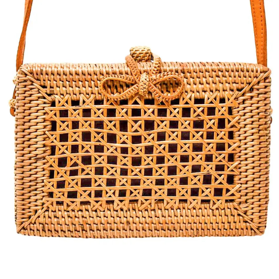 Evie Woven Rattan Crossbody Bag