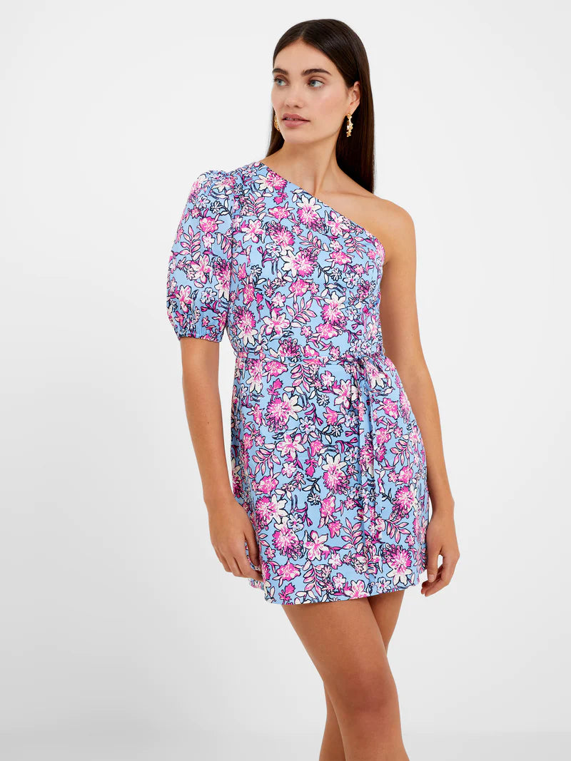 Fontini One Shoulder Puff Sleeve Mini Dress