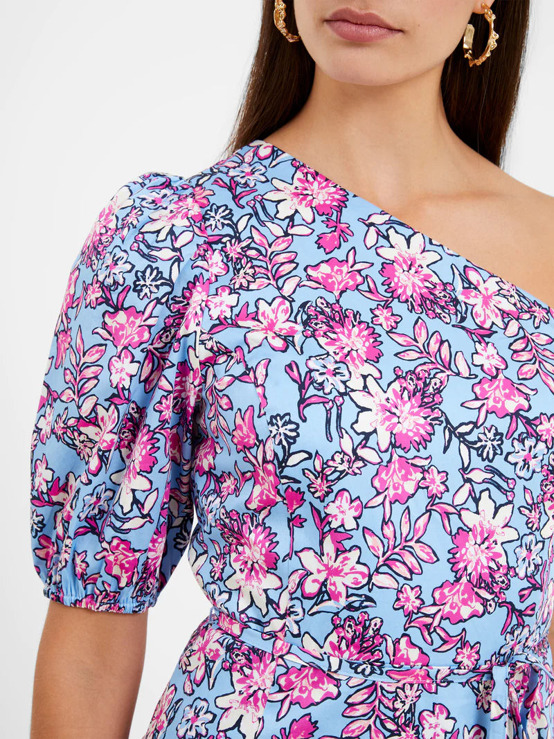 Fontini One Shoulder Puff Sleeve Mini Dress
