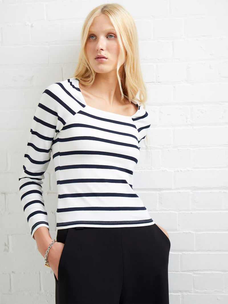 Rallie Stripe Long Sleeve Square Neck Tee