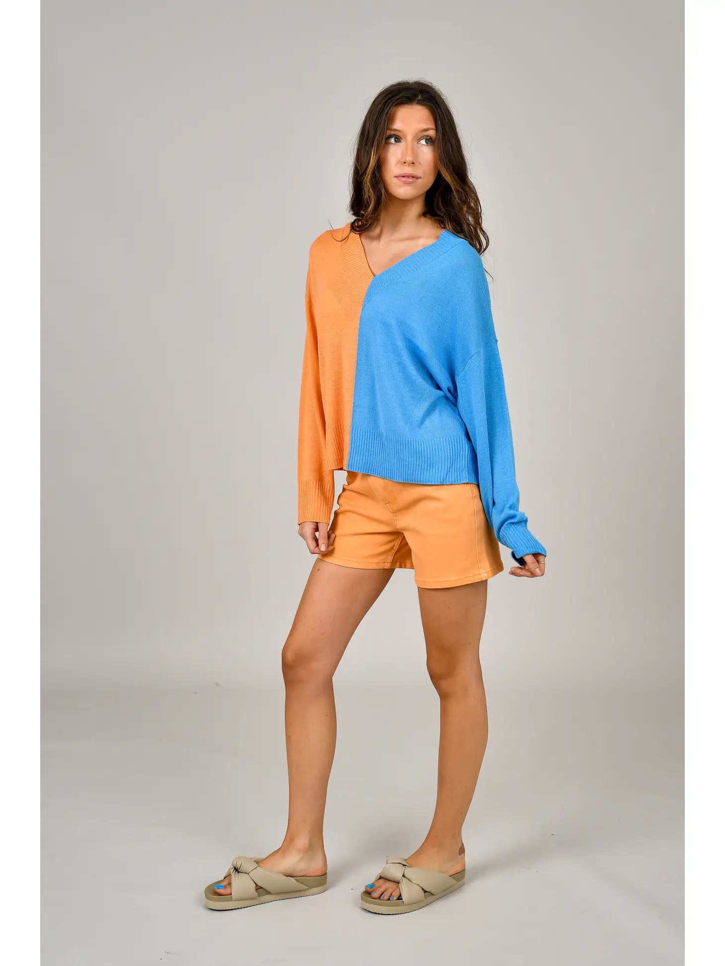 Roxy Mossy Color Block V- Neck