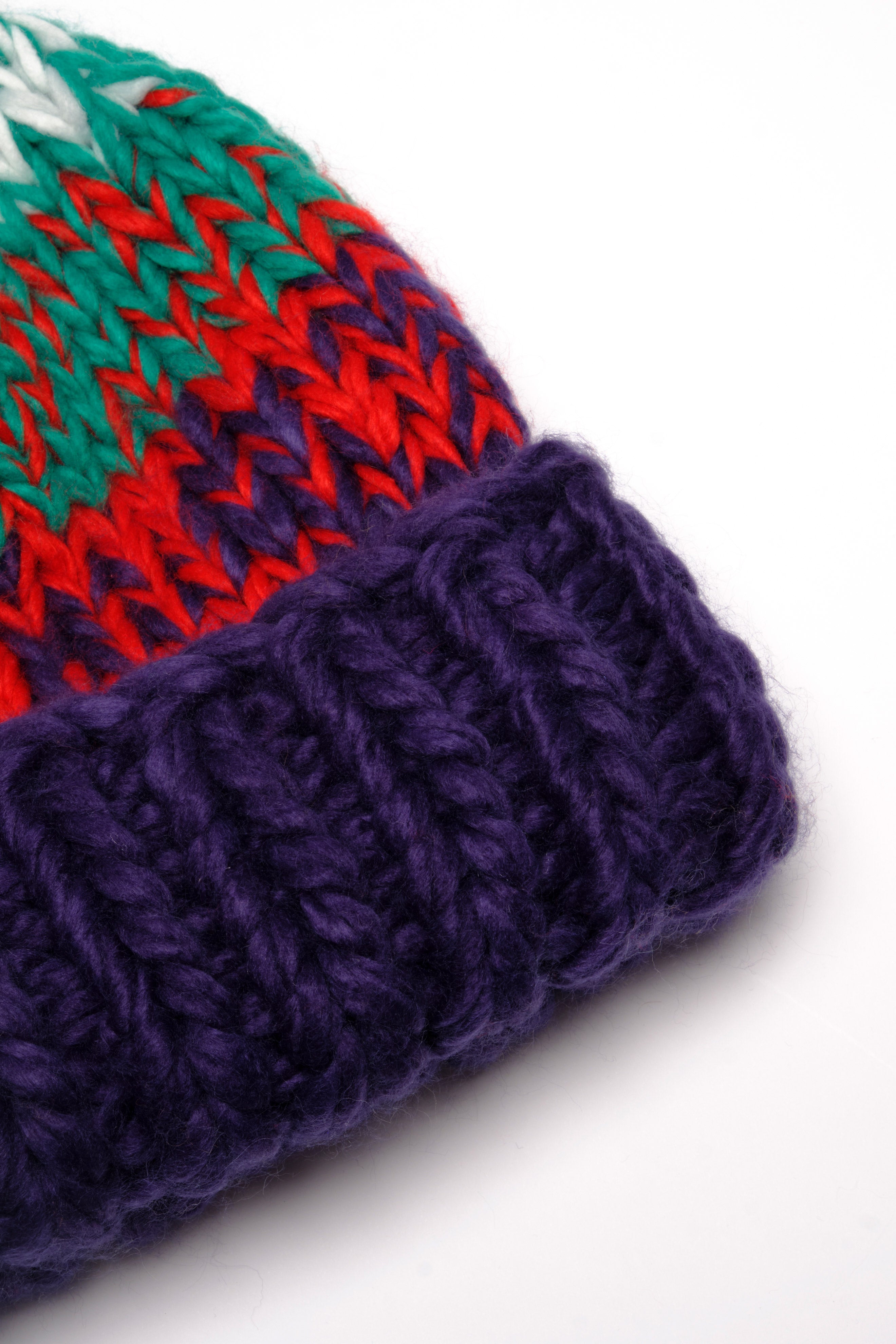 Tide Stripe Knit Pom Beanie