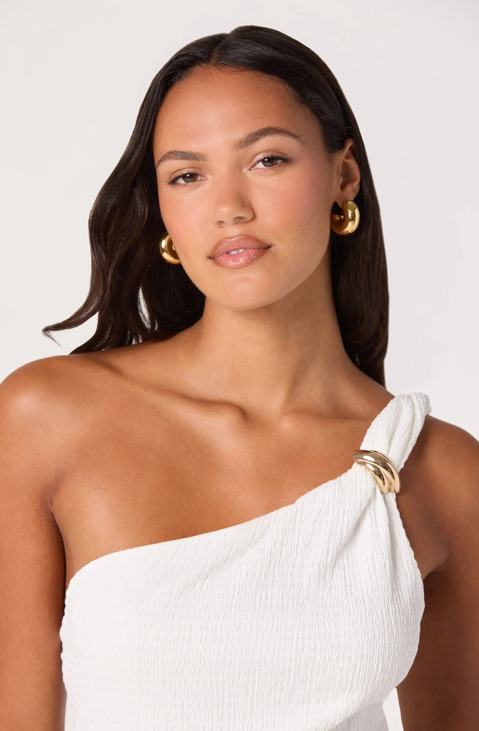 Maleah One-Shoulder Gold Hardware Knit Top