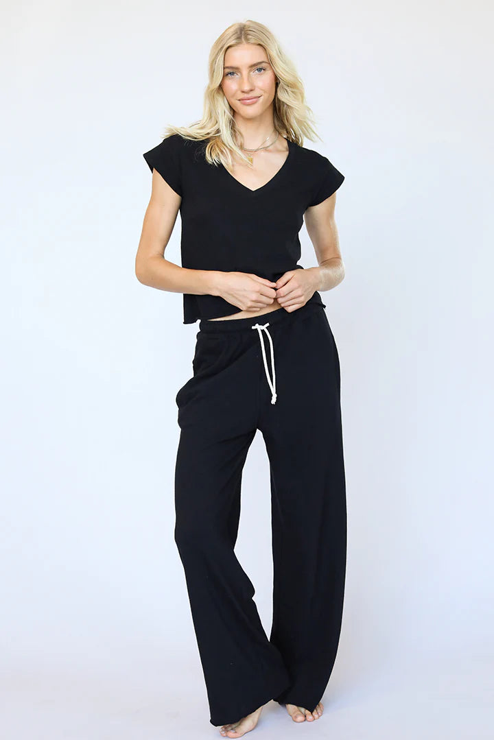 Shakira Japanese Slub Jersey Wide Leg Pant