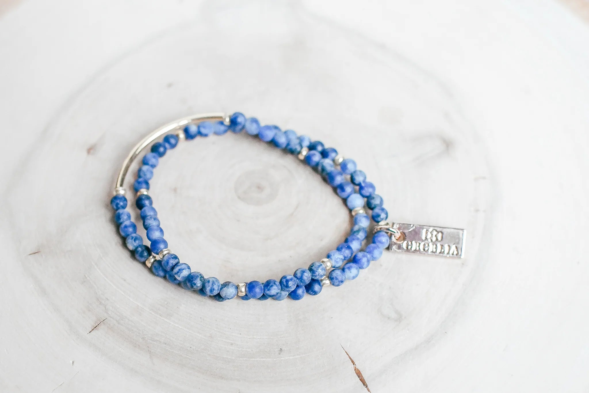 Blue Sodalite Double Wrap Gemstone Bracelet