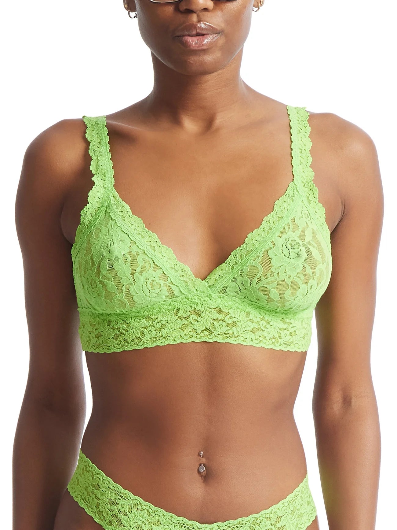 Signature Lace Crossover Bralette Lush Green