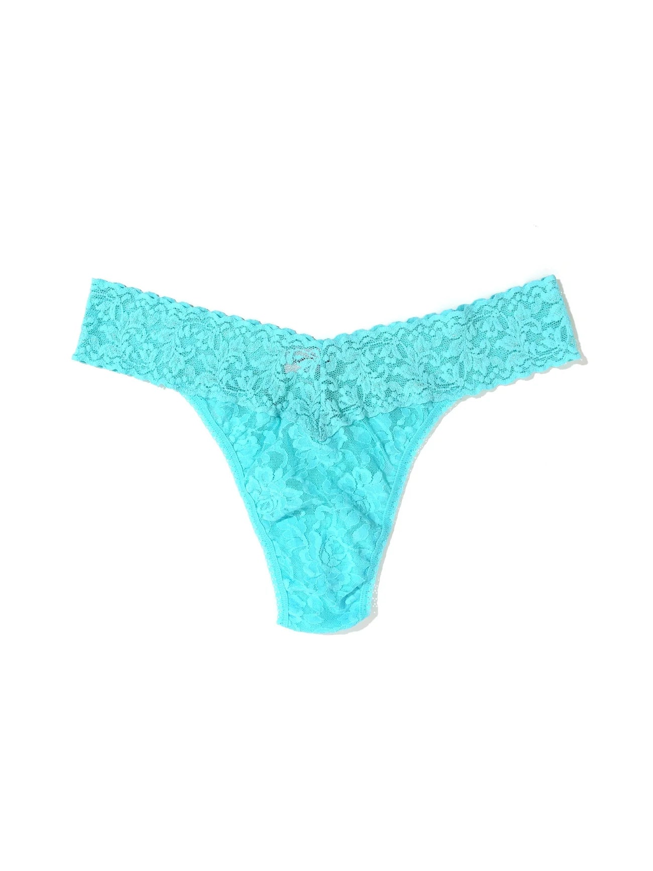 Signature Lace Original Rise Thong - Aquatic Blue