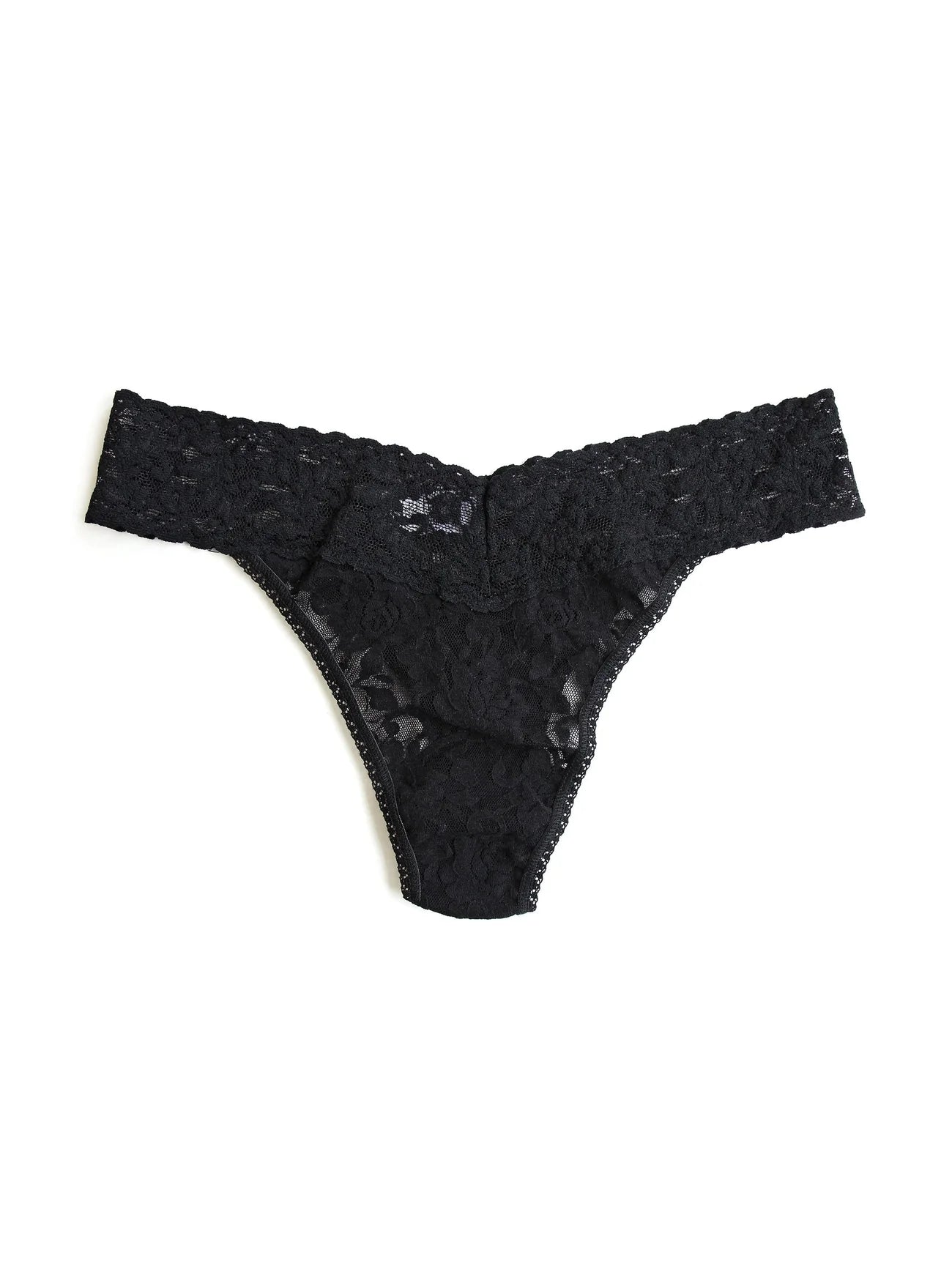 Signature Lace Original Rise Thong - Black