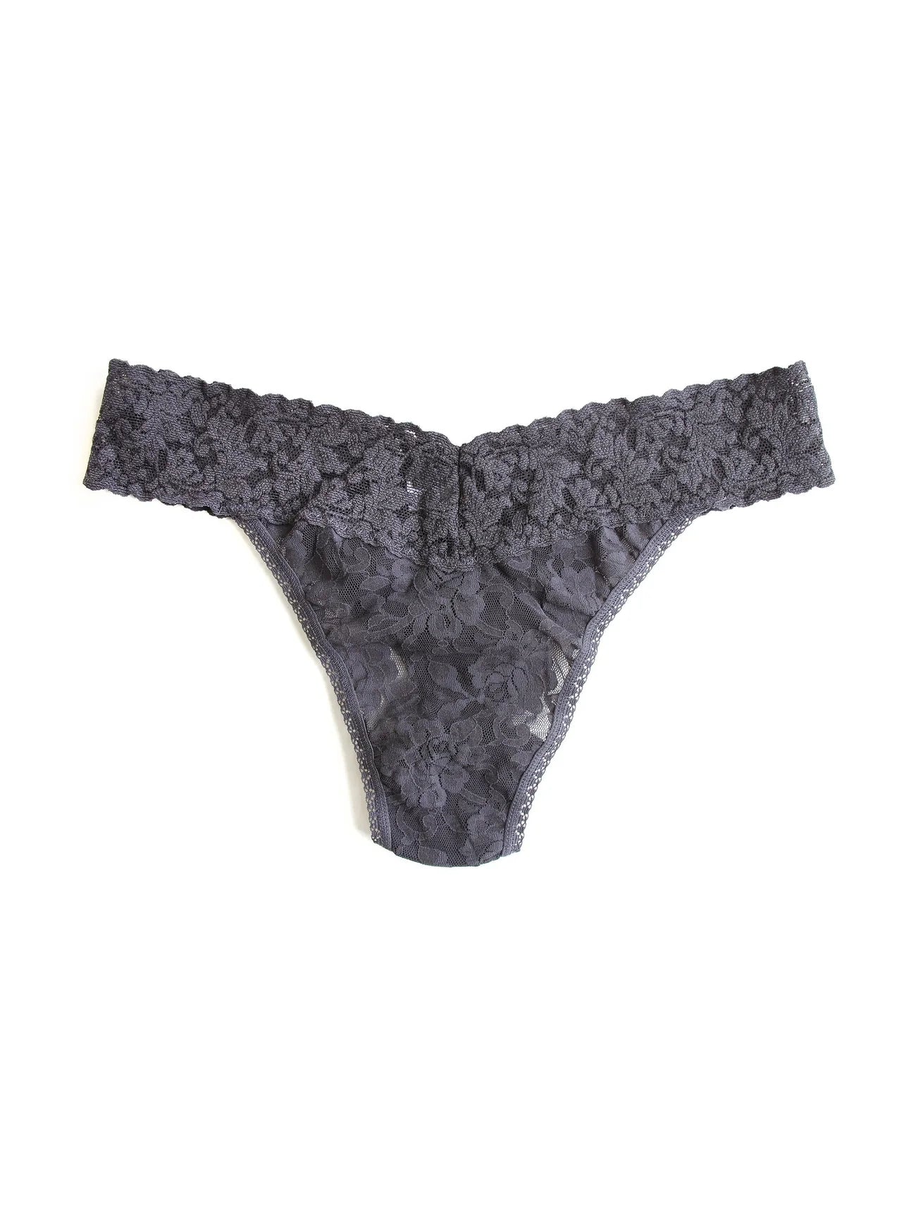 Signature Lace Original Rise Thong - Granite