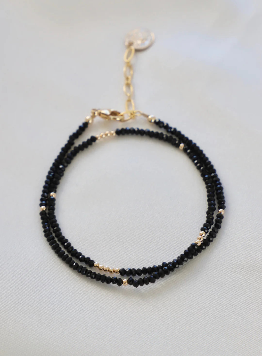 Black Petite Crystal Double Wrap Bracelet