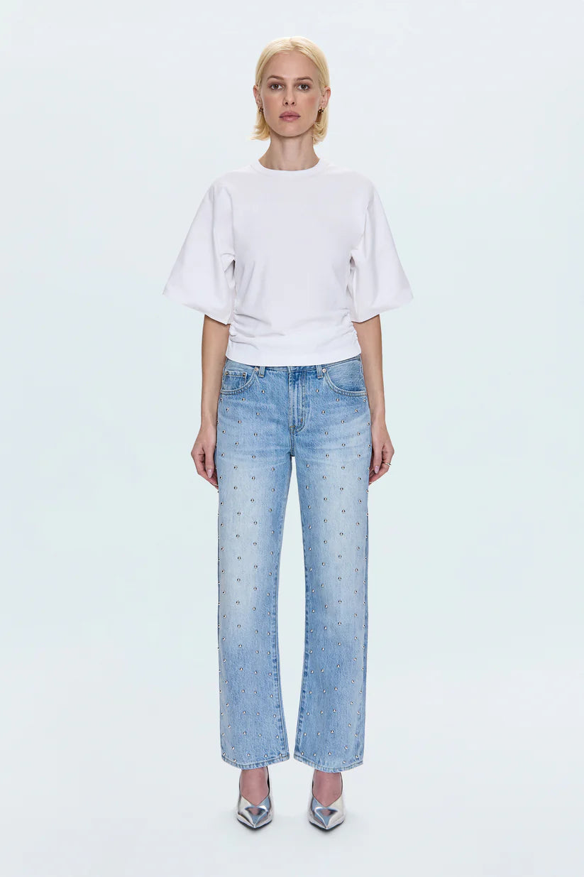 Lexi Mid Rise Bowed Straight Jean