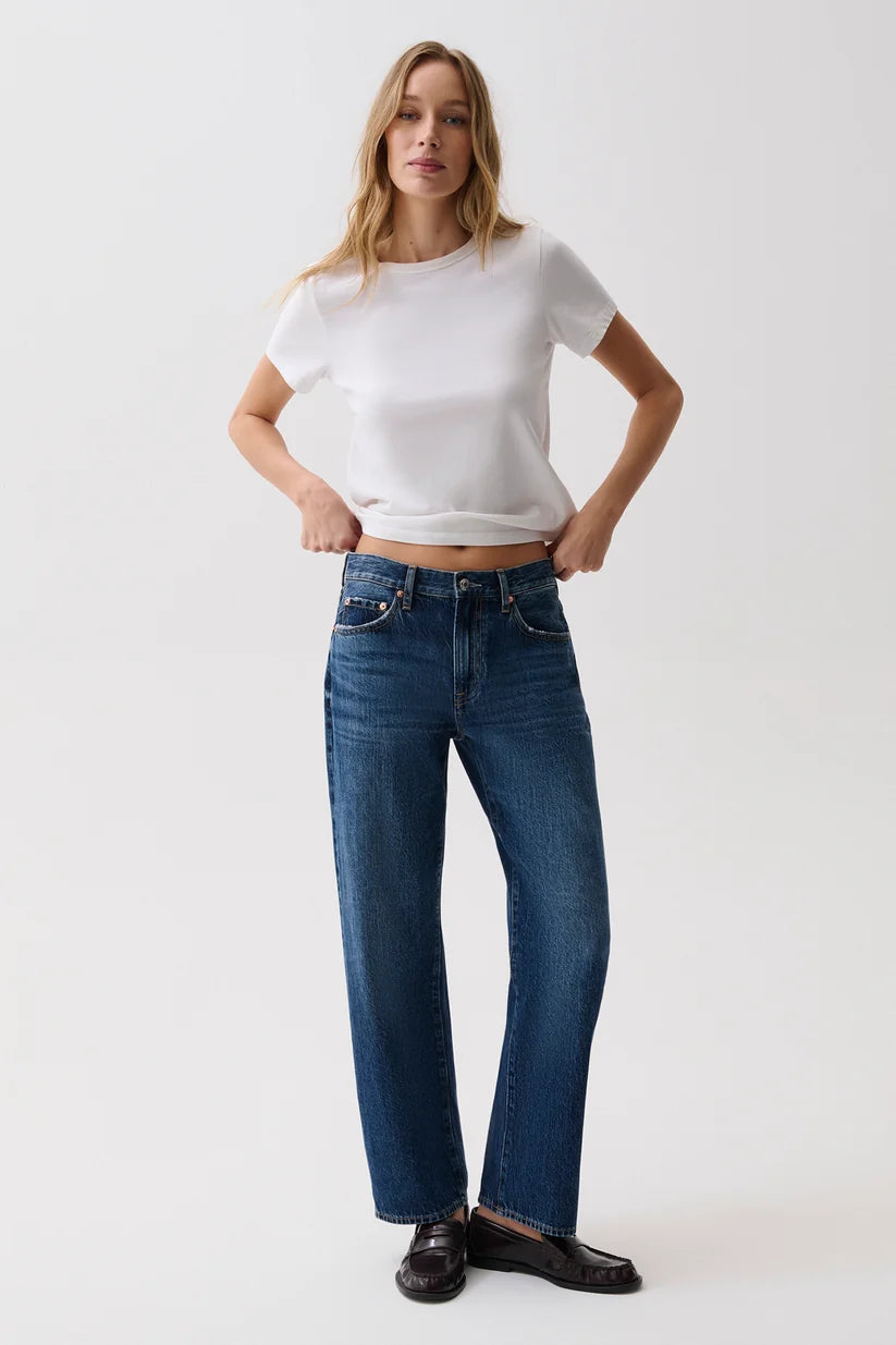 Lexi Mid Rise Bowed Straight Jean