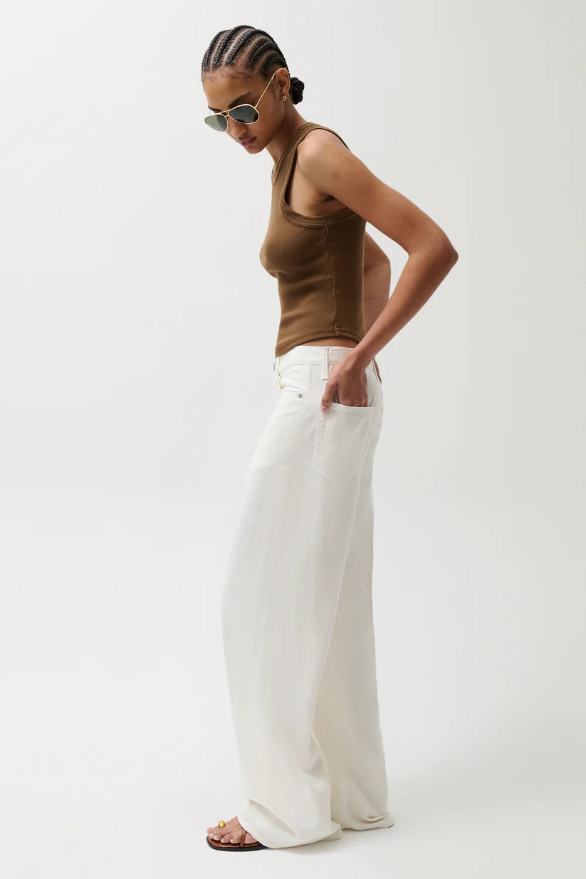 Sydney High Rise Bowed Linen Wide Leg Jean