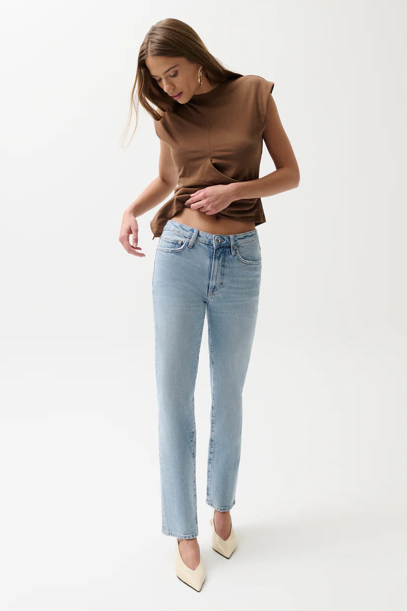 Aleks Mid Rise Straight Long Jean