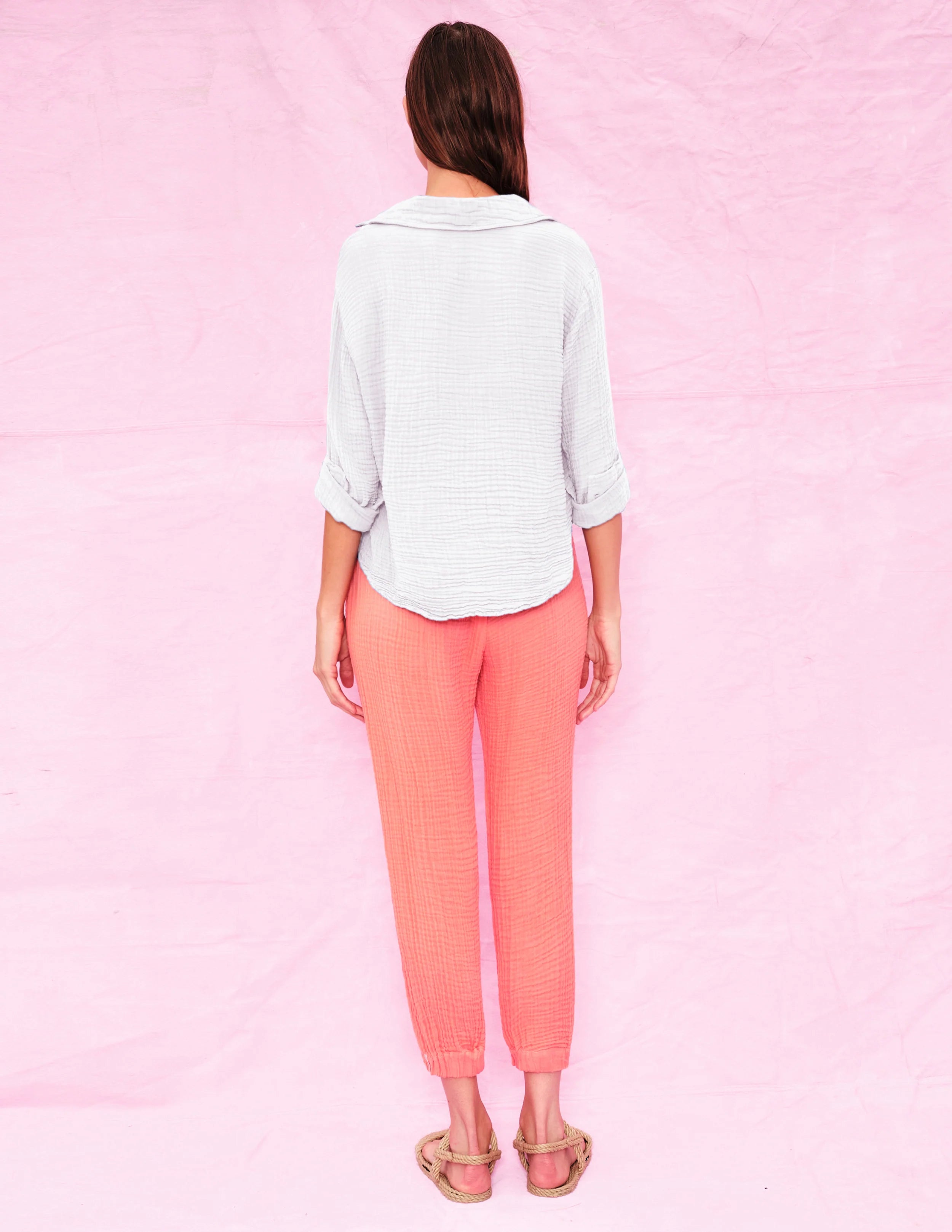 Long Sleeve Button Down Shirt in White