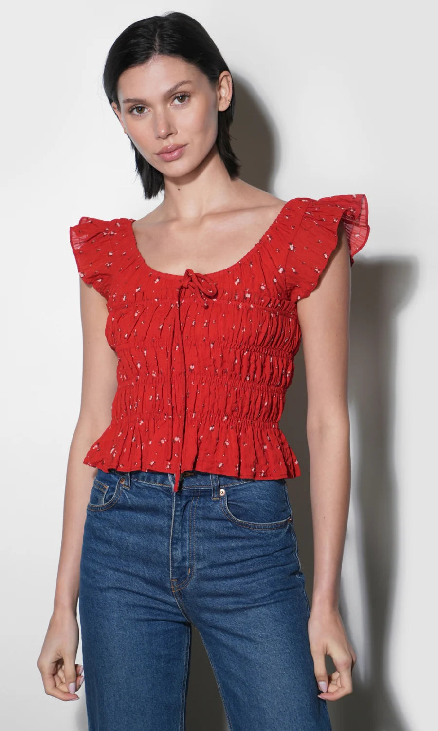 Sadie Flutter Sleeve Smocked Top