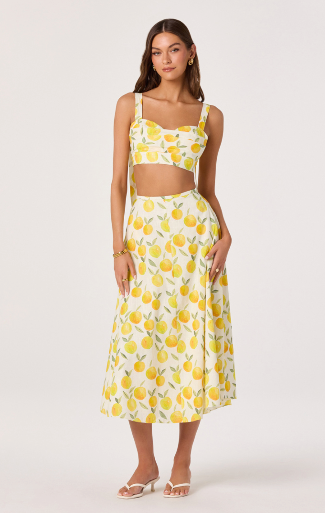 Myria Print Linen A-Line Midi Skirt