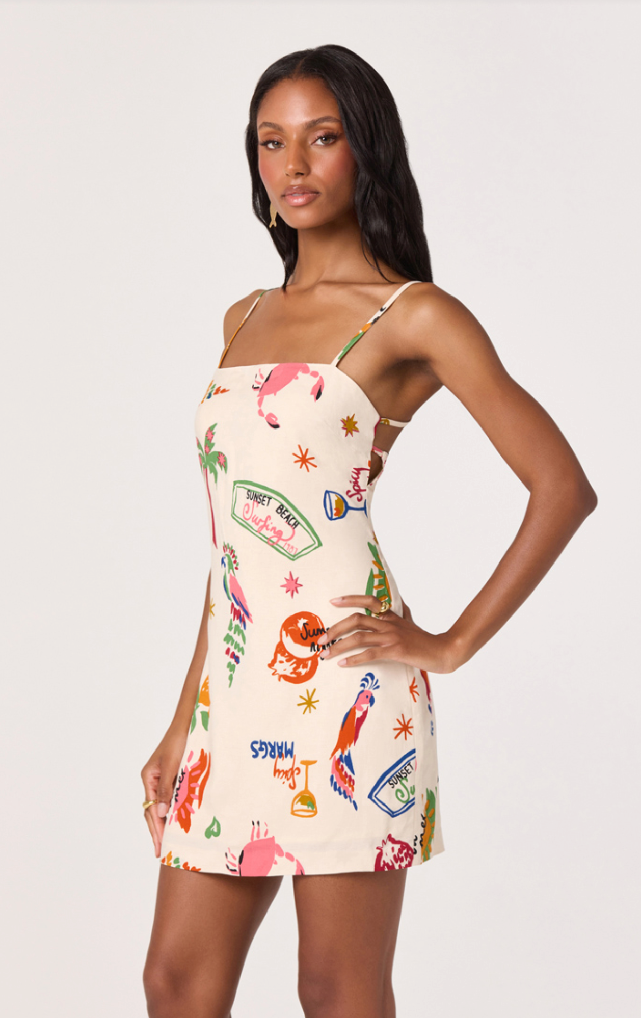 Valencia Novelty Print Open Back Mini Dress