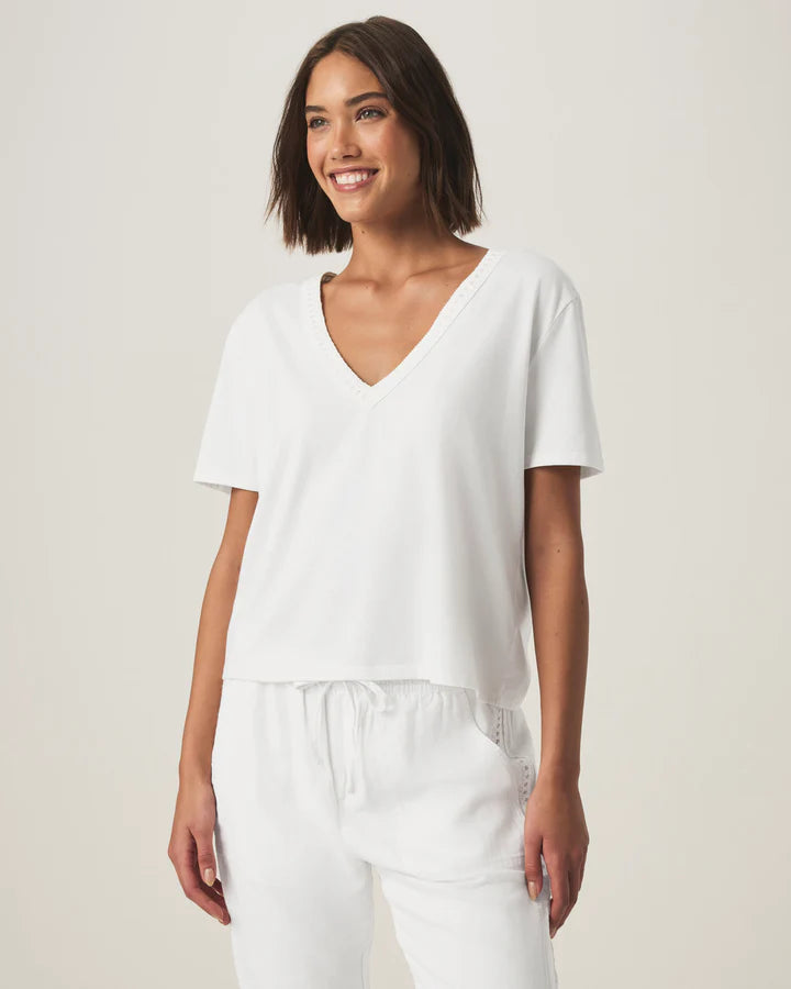 Kacey Crochet V-neck Tee