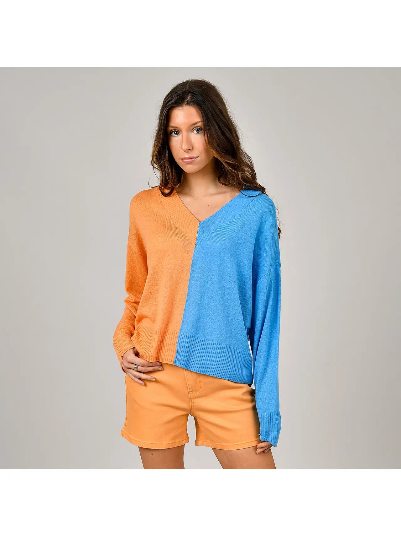 Roxy Mossy Color Block V- Neck