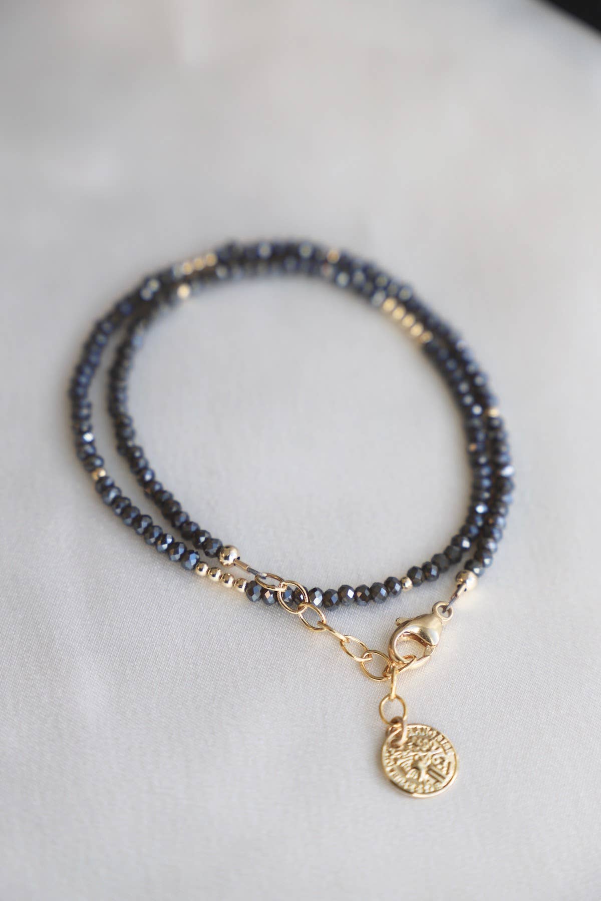 Slate Petite Crystal Double Wrap Bracelet