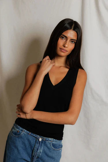 Mallory Luxe Rib V-Neck Tank