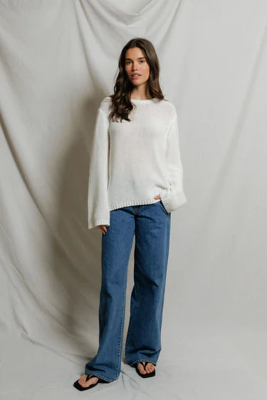 Margaret Cotton Slouchy Open-Knit Sweater