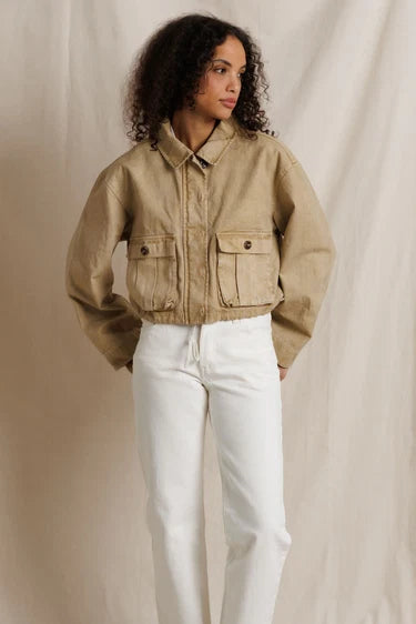 Paloma Cotton Canvas Cropped Utility Jacket