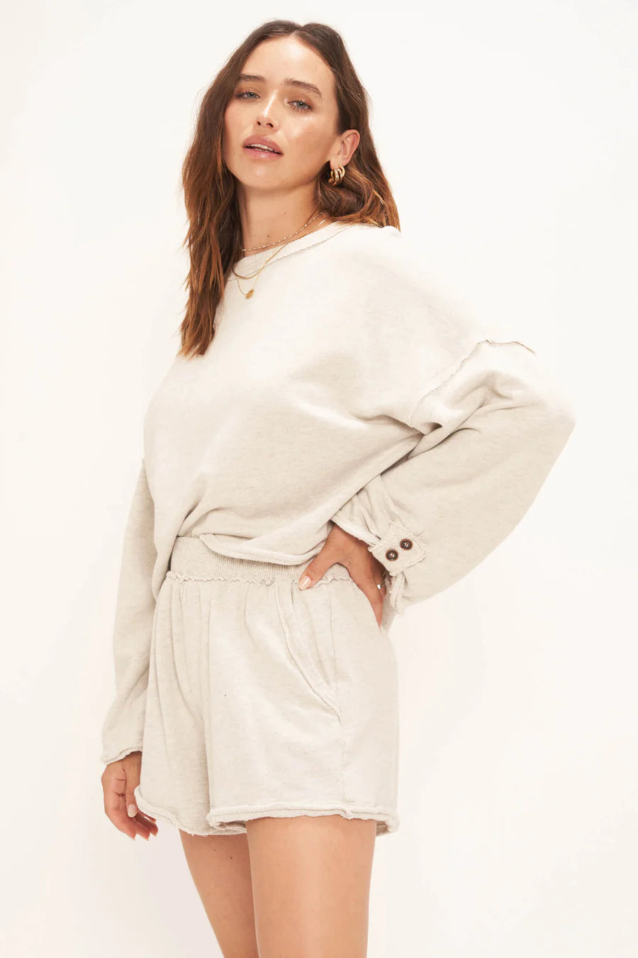 Hollis Raw Edge Slouchy Pullover