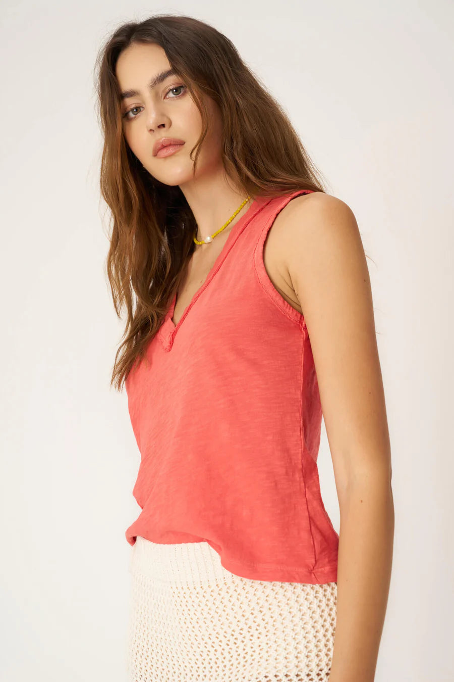 Let Me Know Slub V Neck Tank