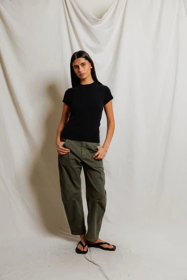 Suri Poorboy Rib Cap Sleeve Tee