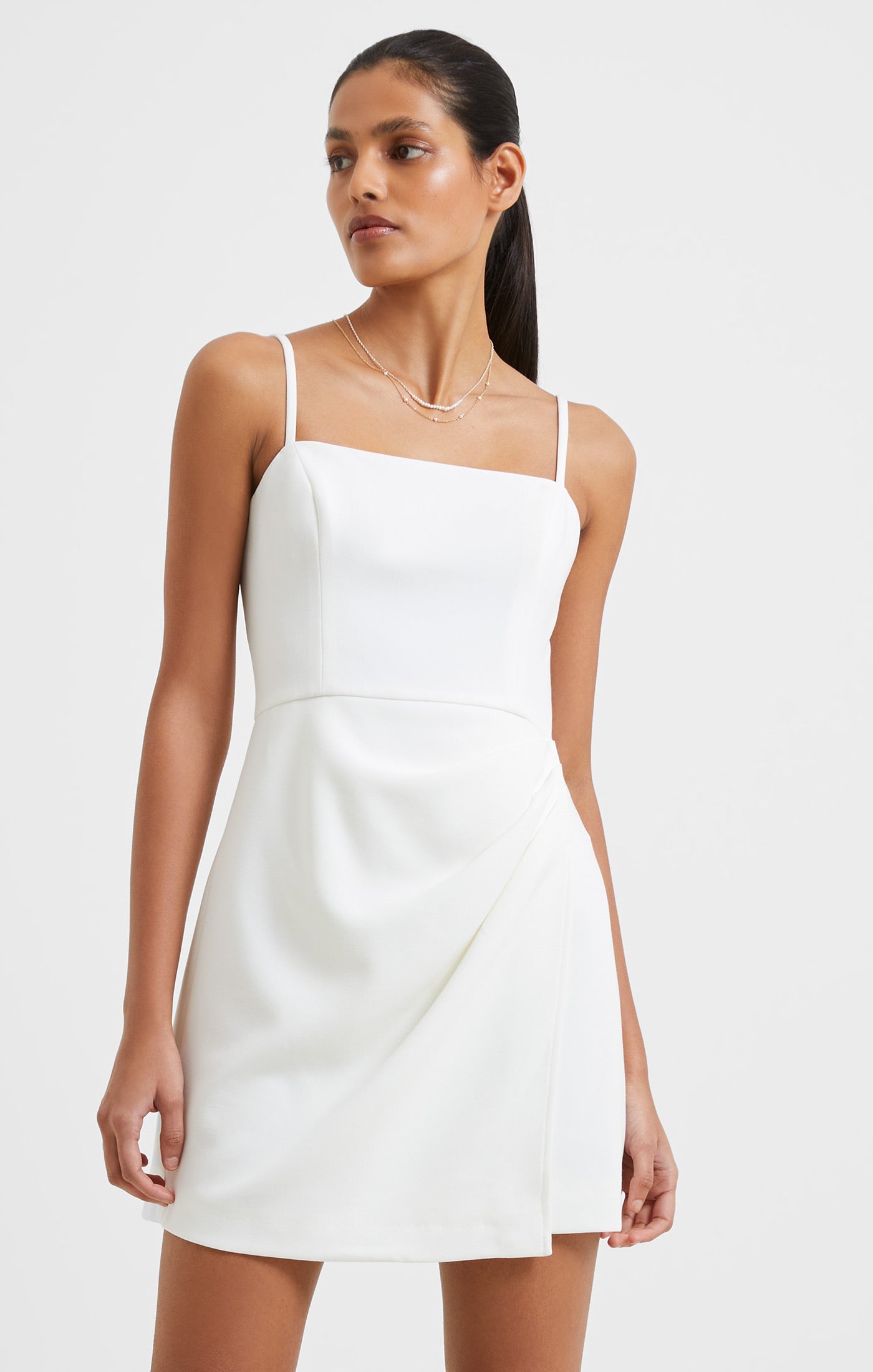 Whisper Straight Neck Fit & Flare Dress Summer White