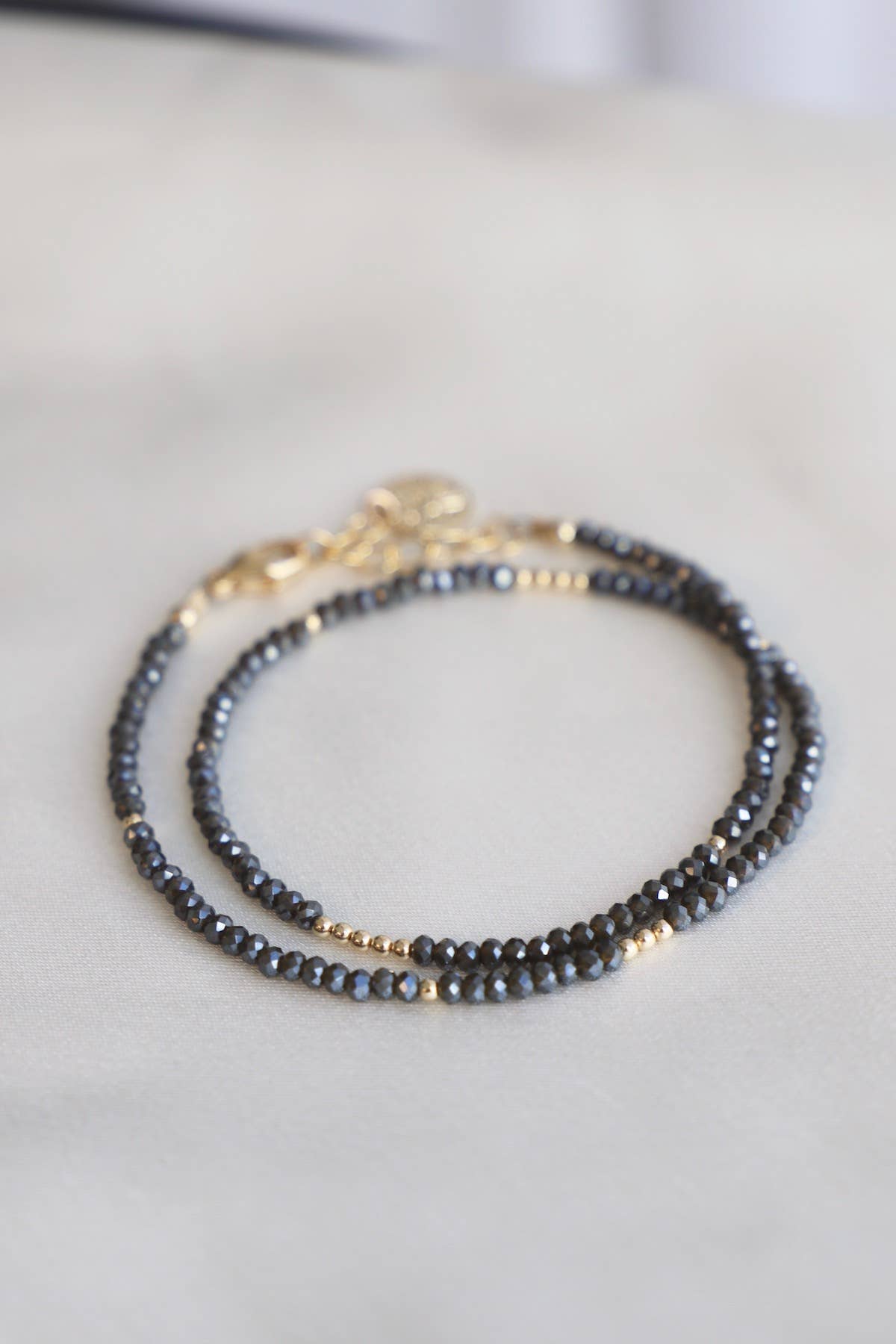 Slate Petite Crystal Double Wrap Bracelet