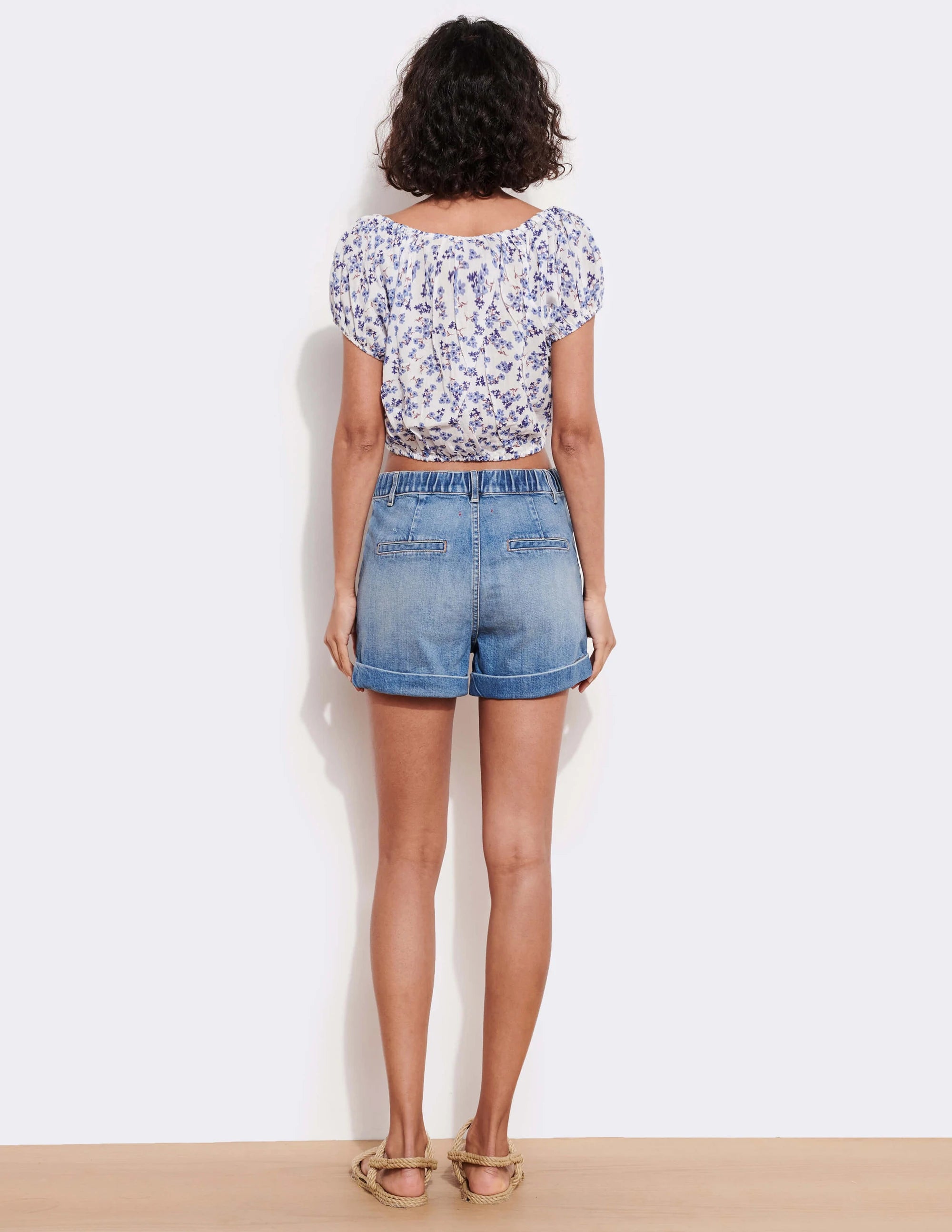 Ditsy Puff Sleeve Blouson Top