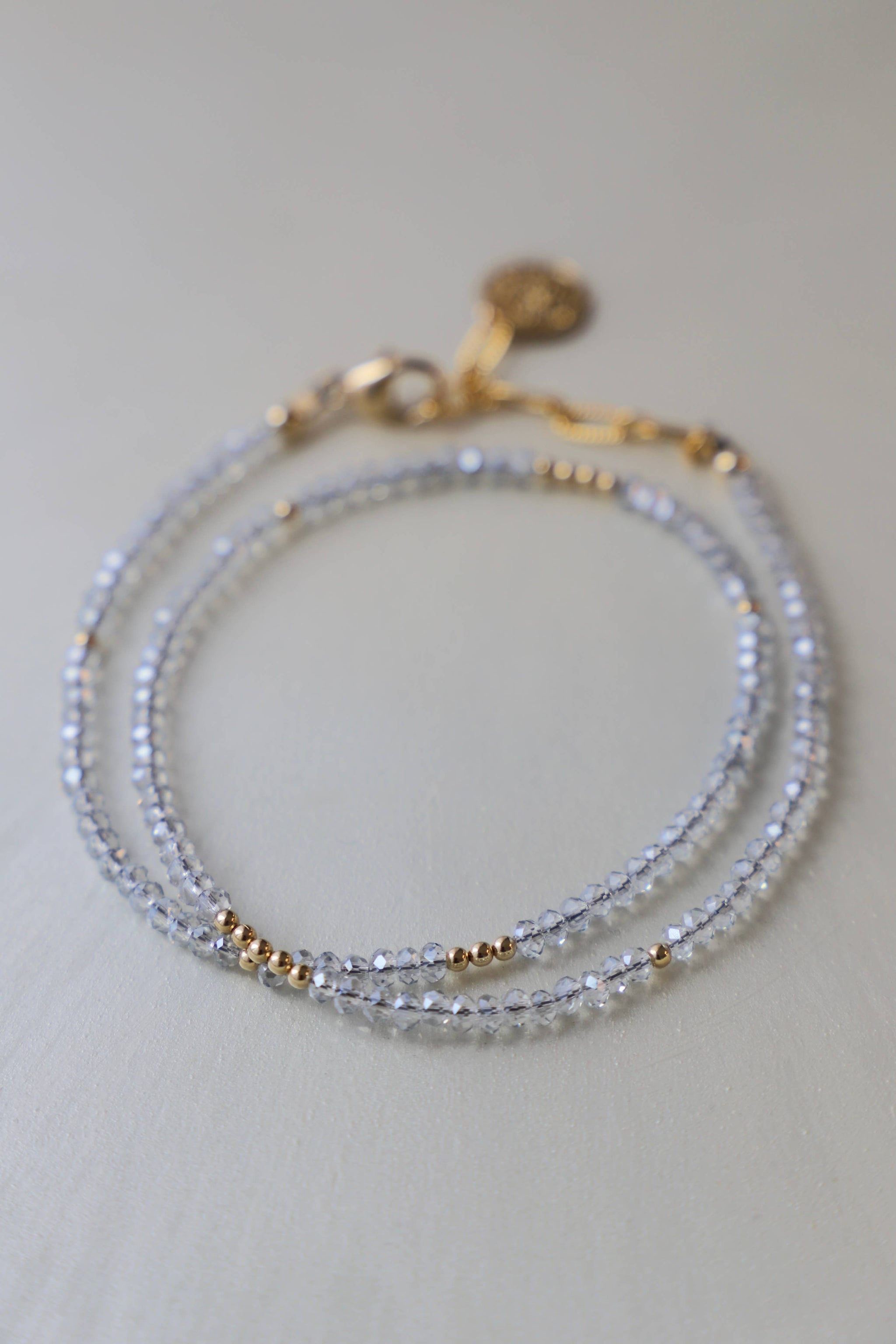 Metallic Petite Crystal Double Wrap Bracelet