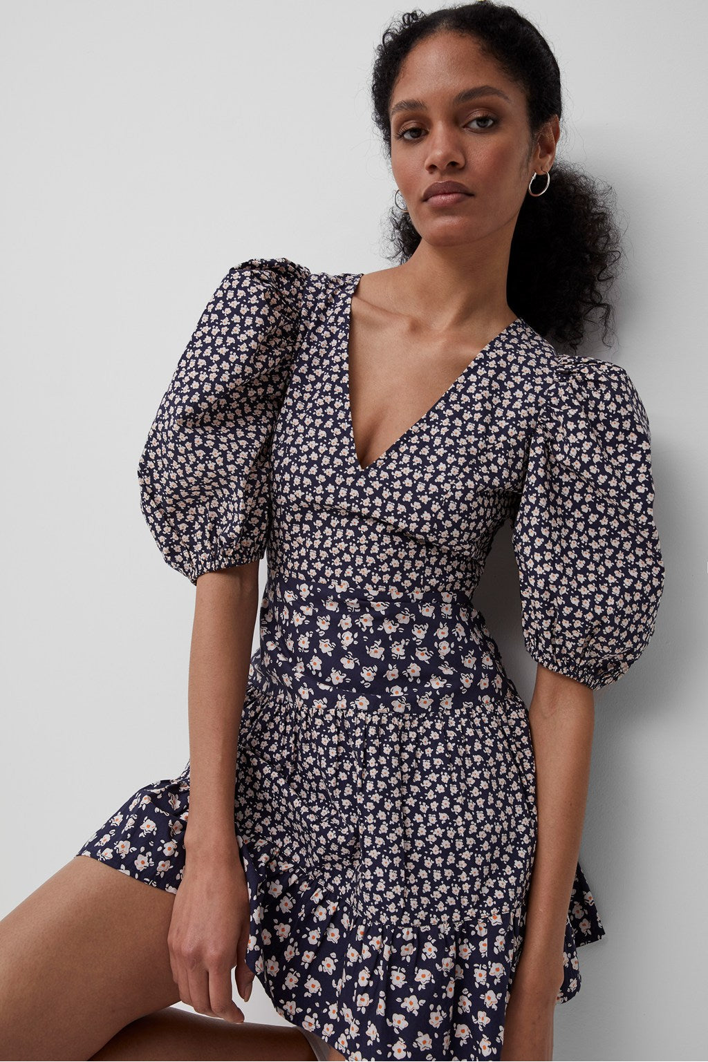 Aura Ditsy Poplin Puff Sleeve Dress