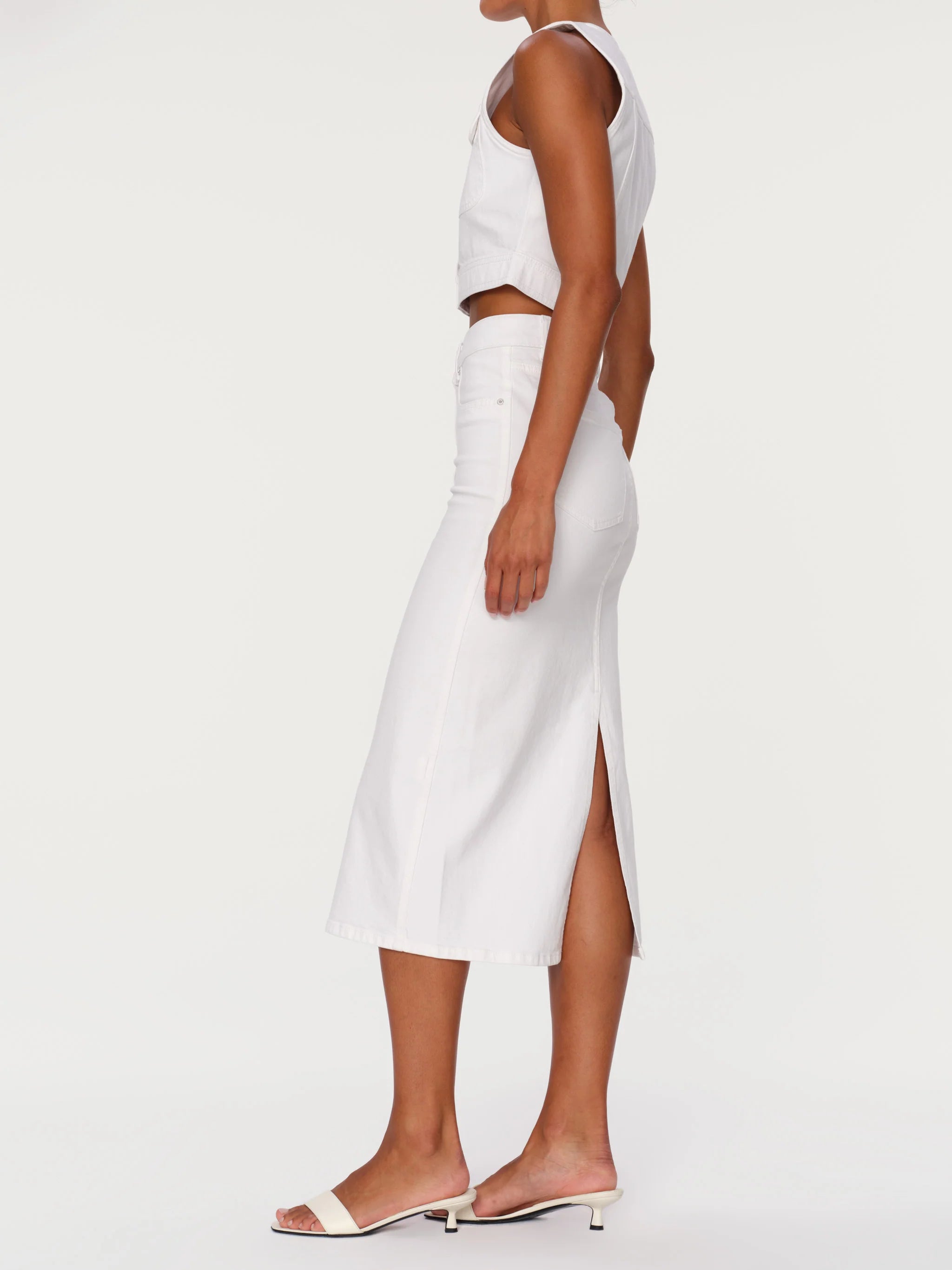 Lexie High Rise Denim Skirt Button Front