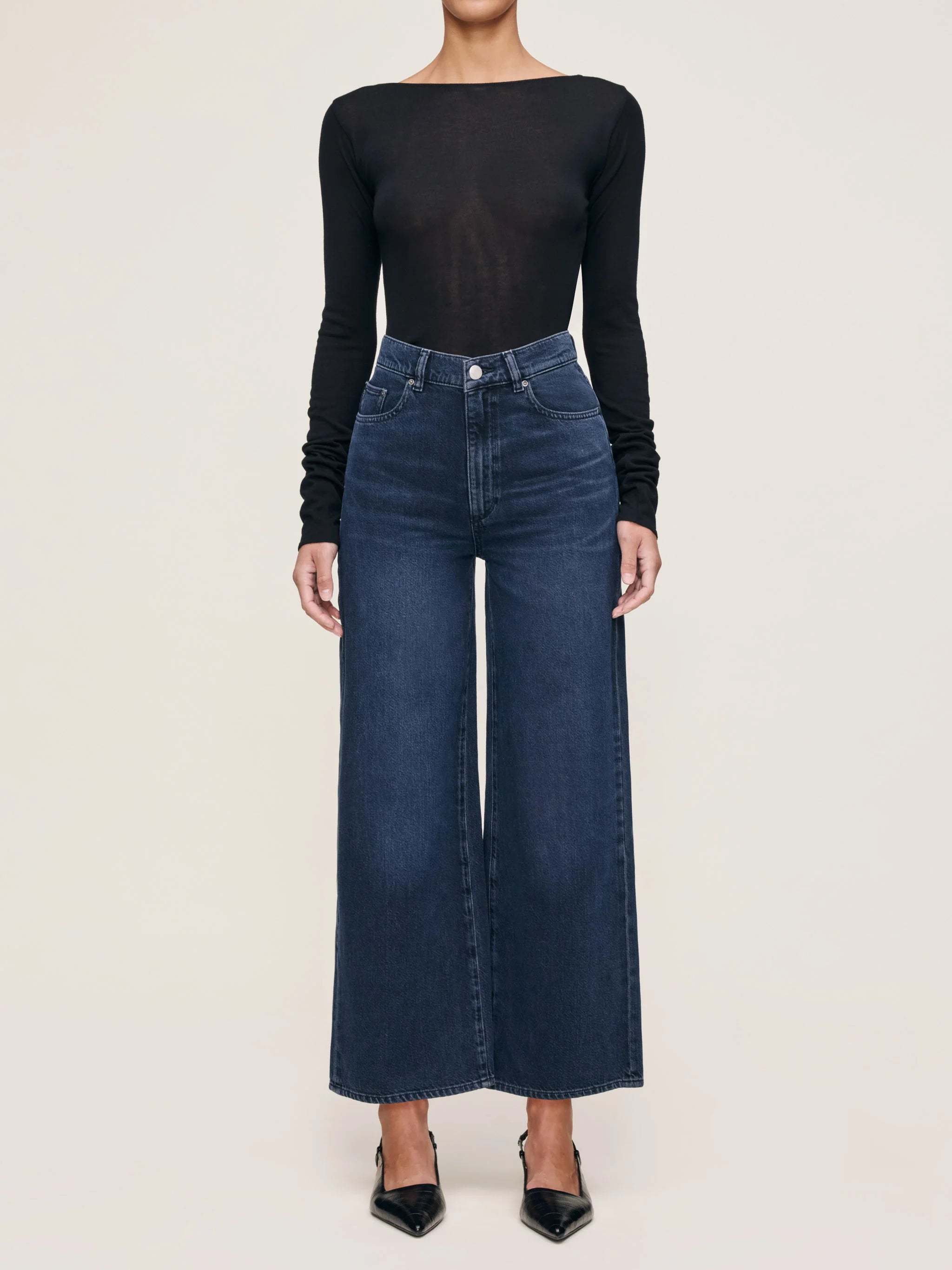 Hepburn Wide Leg High Rise Ankle Jeans