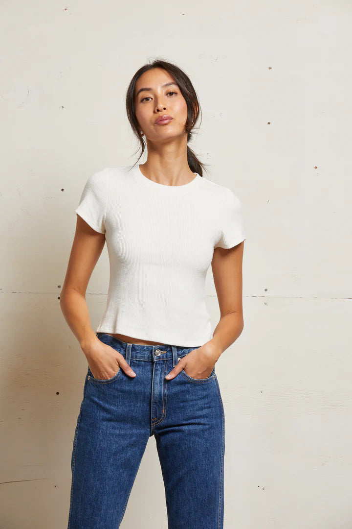 Gabby Sweater Rib Short Sleeve Crew Neck