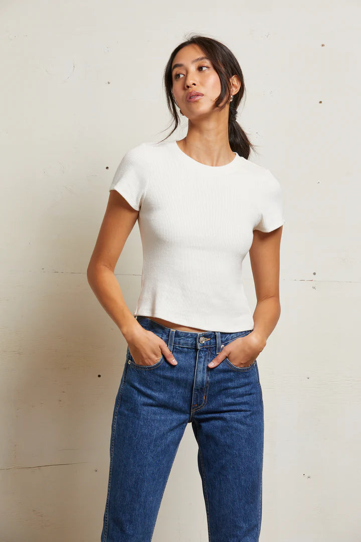 Gabby Sweater Rib Short Sleeve Crew Neck