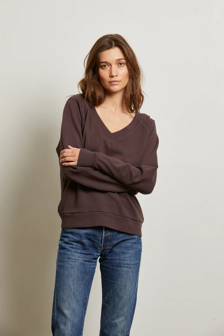 Sinead Relaxed French Terry V-Neck Sweatshirt