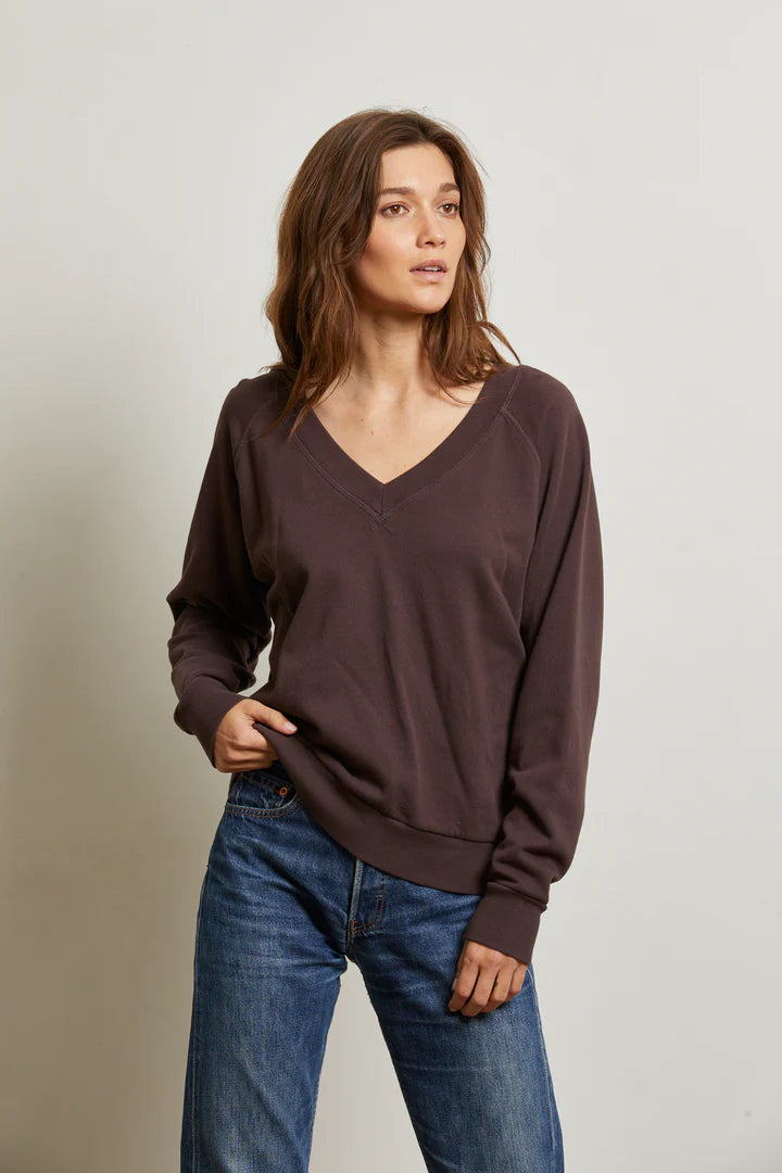 Sinead Relaxed French Terry V-Neck Sweatshirt