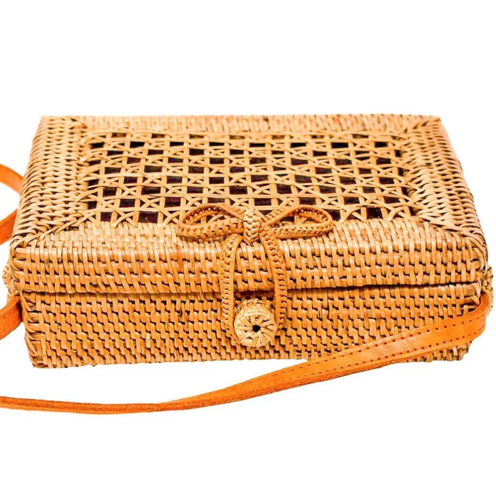 Evie Woven Rattan Crossbody Bag