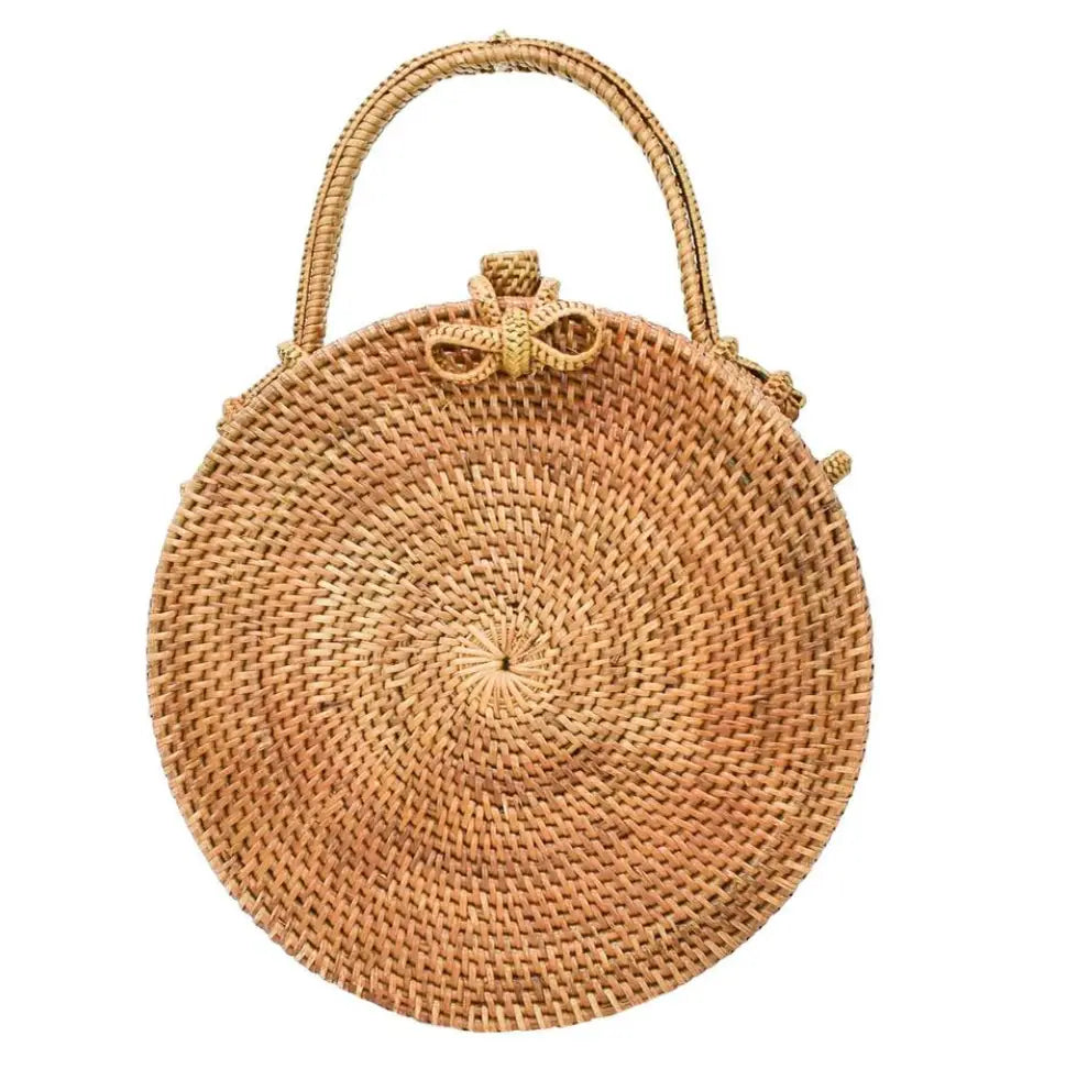 Milly Round Rattan Bag with Nantucket Stripe